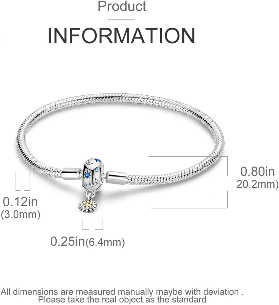 Hapour 925 Sterling Silver Charms Bracelet for Women Butterfly Friend Heart Moon and Star Snake Chain Charm Bracelet with 5A Cubic Zirconia