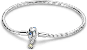 Hapour 925 Sterling Silver Charms Bracelet for Women Butterfly Friend Heart Moon and Star Snake Chain Charm Bracelet with 5A Cubic Zirconia