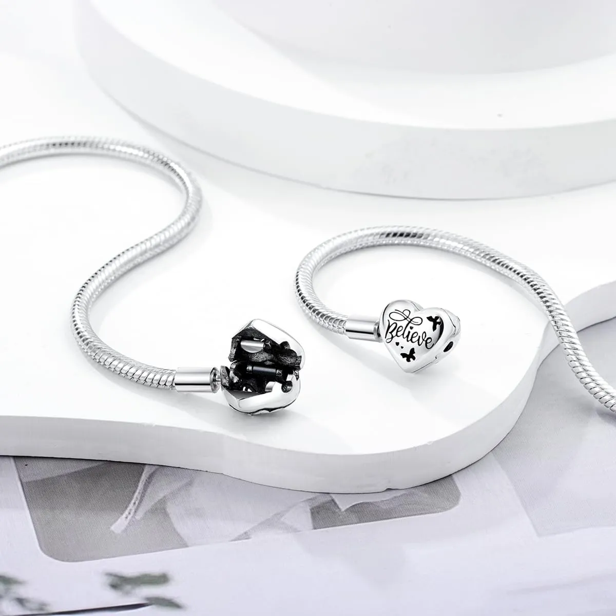 Hapour 925 Sterling Silver Charms Bracelet for Women Butterfly Friend Heart Moon and Star Snake Chain Charm Bracelet with 5A Cubic Zirconia