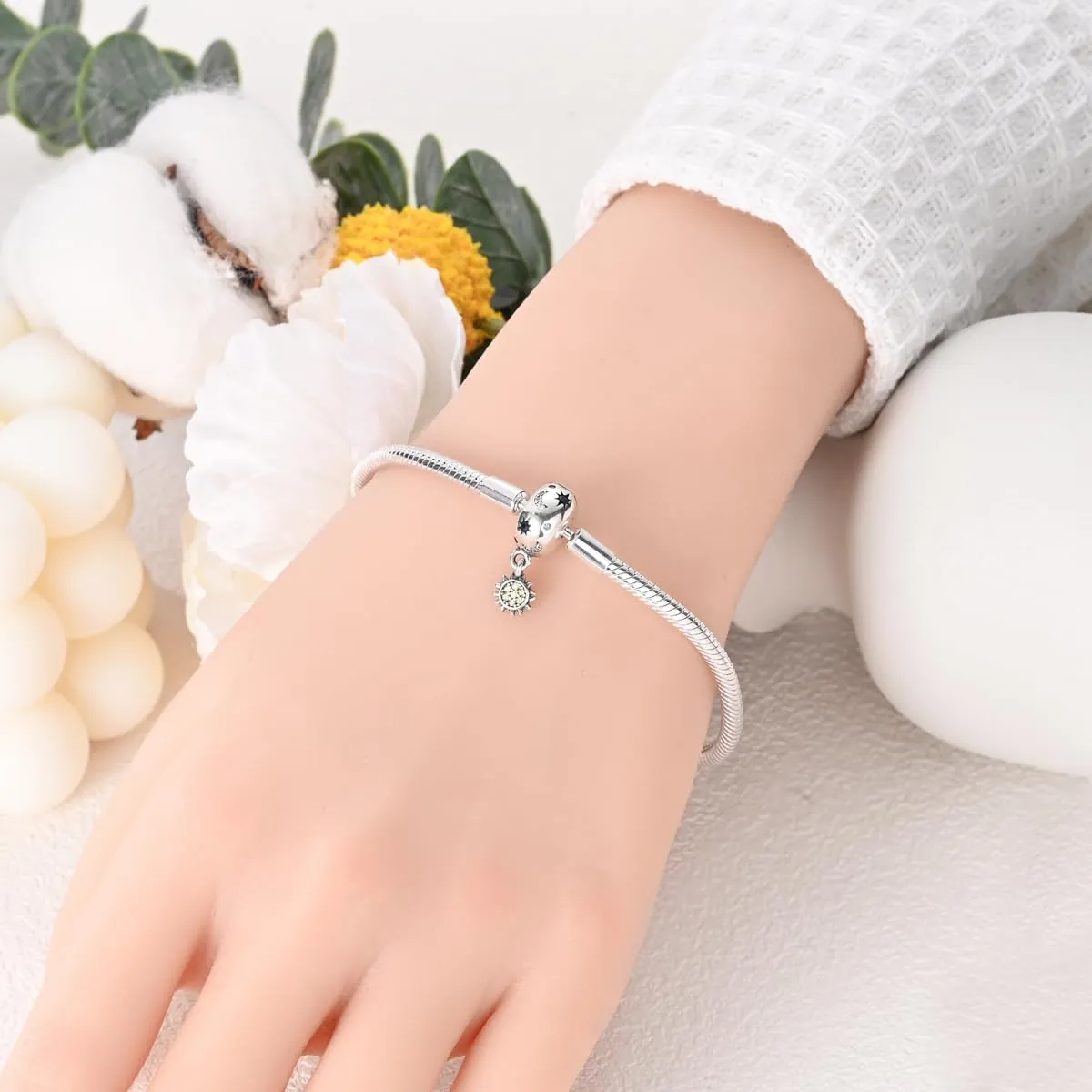 Hapour 925 Sterling Silver Charms Bracelet for Women Butterfly Friend Heart Moon and Star Snake Chain Charm Bracelet with 5A Cubic Zirconia
