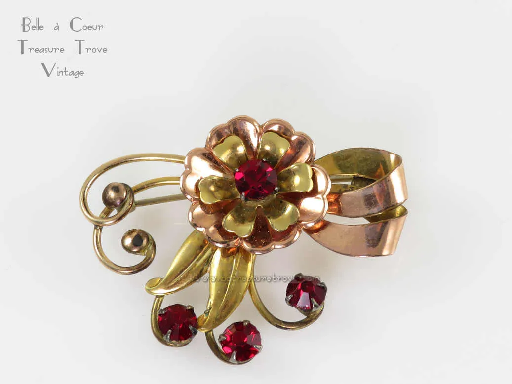 Harry Iskin Retro Rose Gold Fill Pin Brooch Vintage 1940s