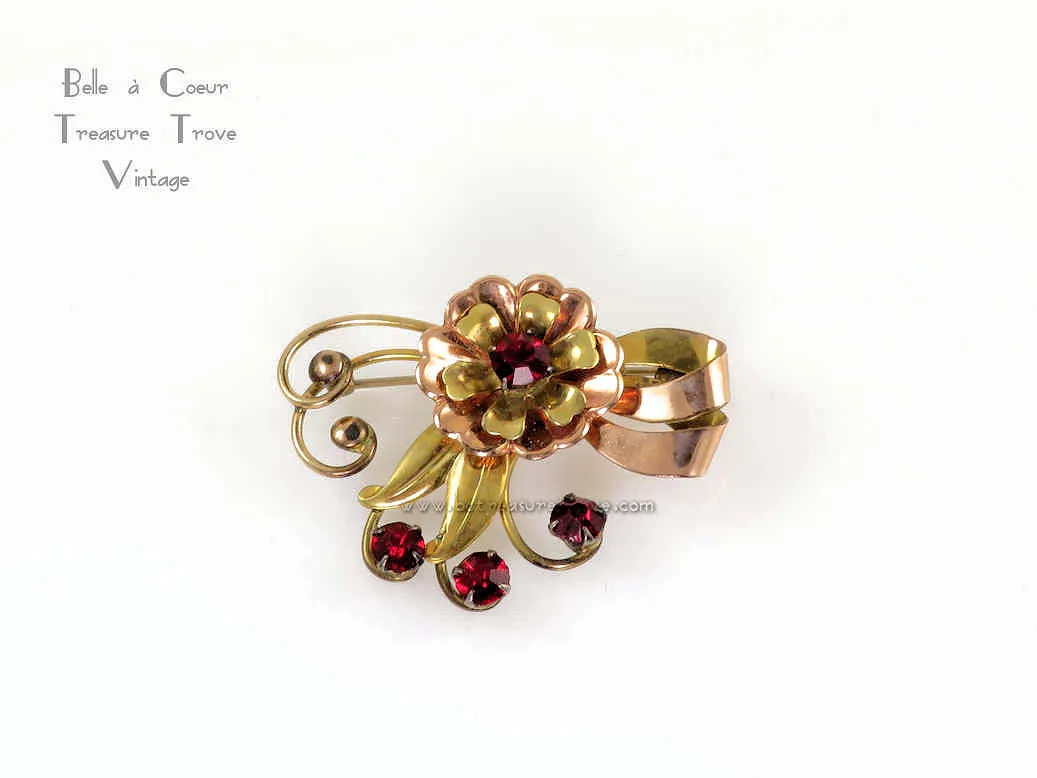 Harry Iskin Retro Rose Gold Fill Pin Brooch Vintage 1940s