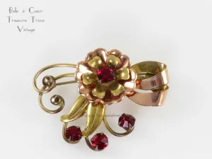 Harry Iskin Retro Rose Gold Fill Pin Brooch Vintage 1940s