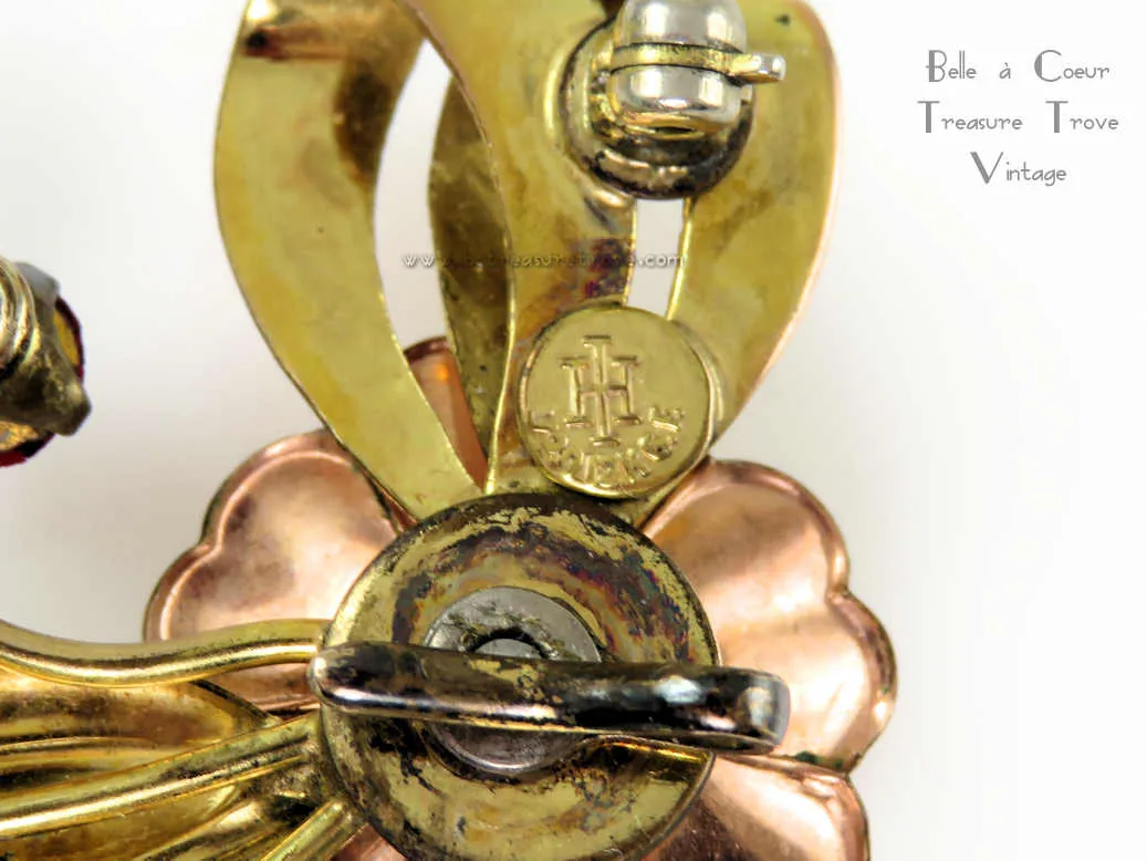 Harry Iskin Retro Rose Gold Fill Pin Brooch Vintage 1940s