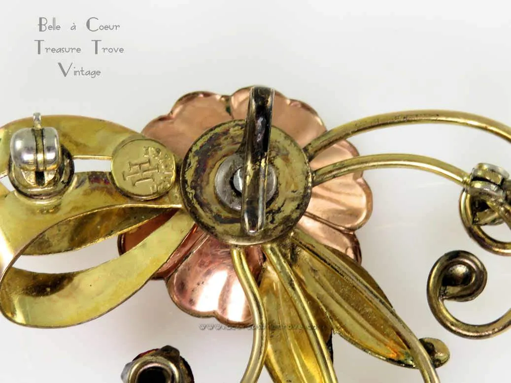 Harry Iskin Retro Rose Gold Fill Pin Brooch Vintage 1940s