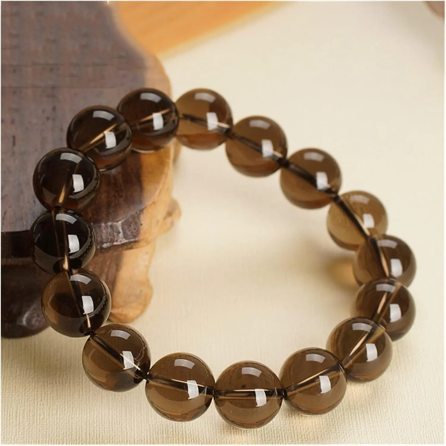 Healing Bracelet Natural Smoky Quartz Stone Bracelet,Healing Prayers Crystal Braceletm,Bead Bracelets,Lucky Jewelry Round Beads Bracelet Unisex