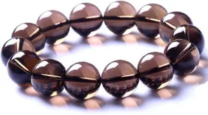 Healing Bracelet Natural Smoky Quartz Stone Bracelet,Healing Prayers Crystal Braceletm,Bead Bracelets,Lucky Jewelry Round Beads Bracelet Unisex