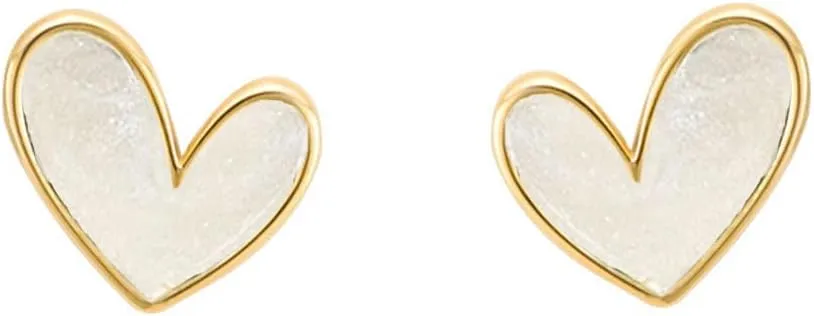Heart Stud Earrings for Women Small Gold Heart Stud Earrings Simple Black White Enamel Heart Earrings Hypoallergenic Birthday Jewelry Gift for Women
