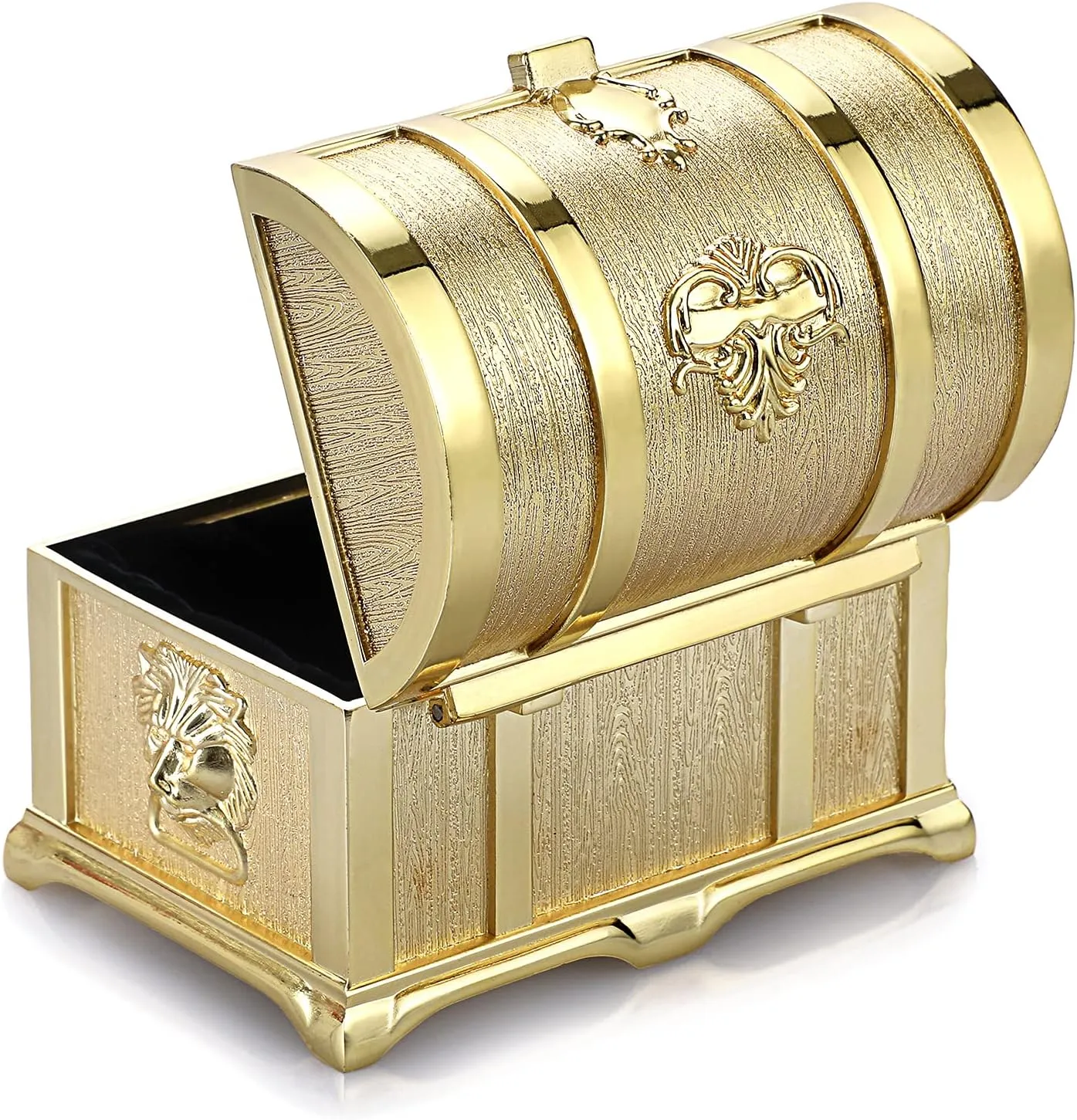 Hipiwe Vintage Metal Jewelry Box Large Treasure Trinket Chest Ring Earrings Necklace Keepsake Gift Holder Case for Girls Ladies Women (Gold,Medium)