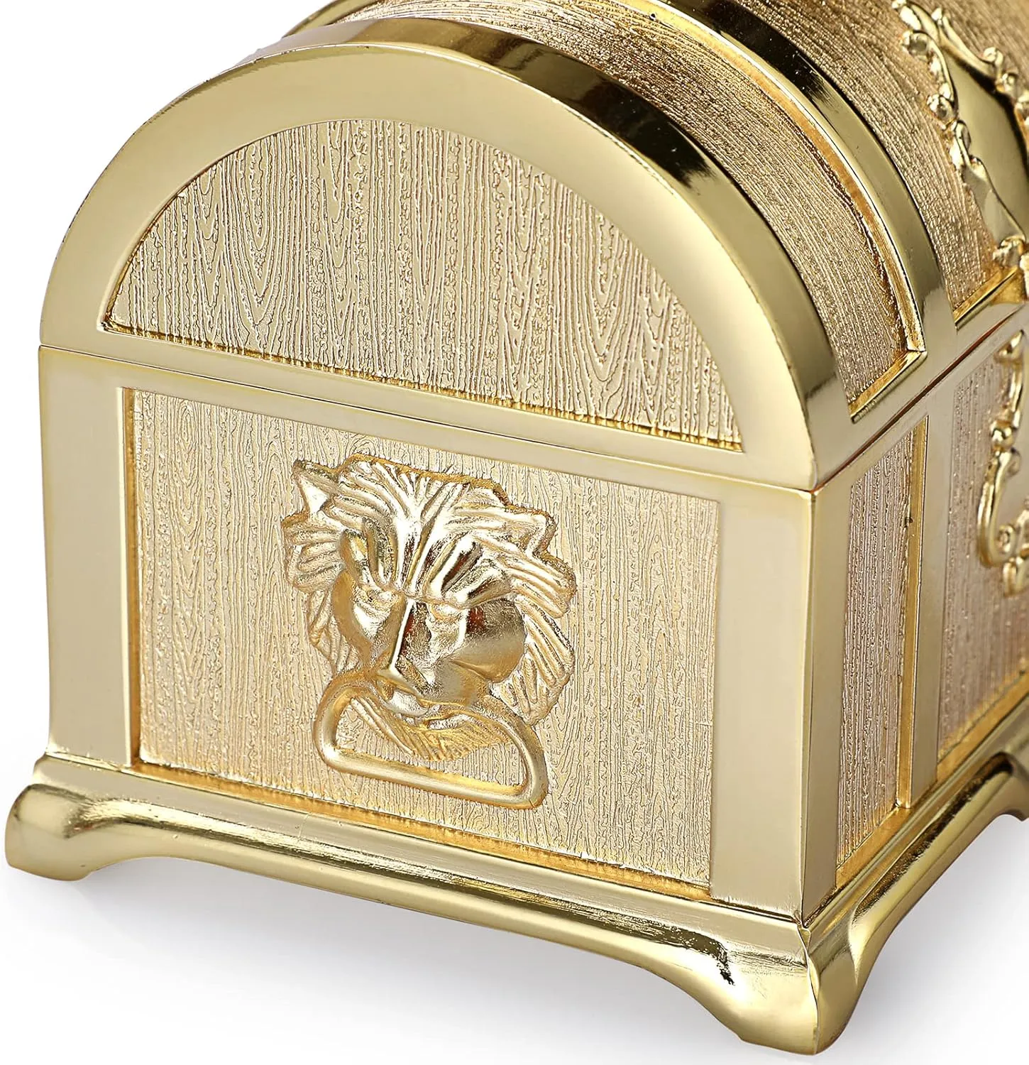 Hipiwe Vintage Metal Jewelry Box Large Treasure Trinket Chest Ring Earrings Necklace Keepsake Gift Holder Case for Girls Ladies Women (Gold,Medium)