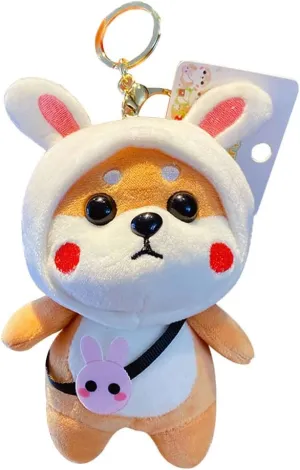 HSYHERE Men Women Super Cute Wearing Clothes Shiba Inu Key Chains, Car Keychain 360 Degree Rotatable Chains