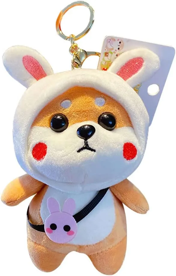 HSYHERE Men Women Super Cute Wearing Clothes Shiba Inu Key Chains, Car Keychain 360 Degree Rotatable Chains