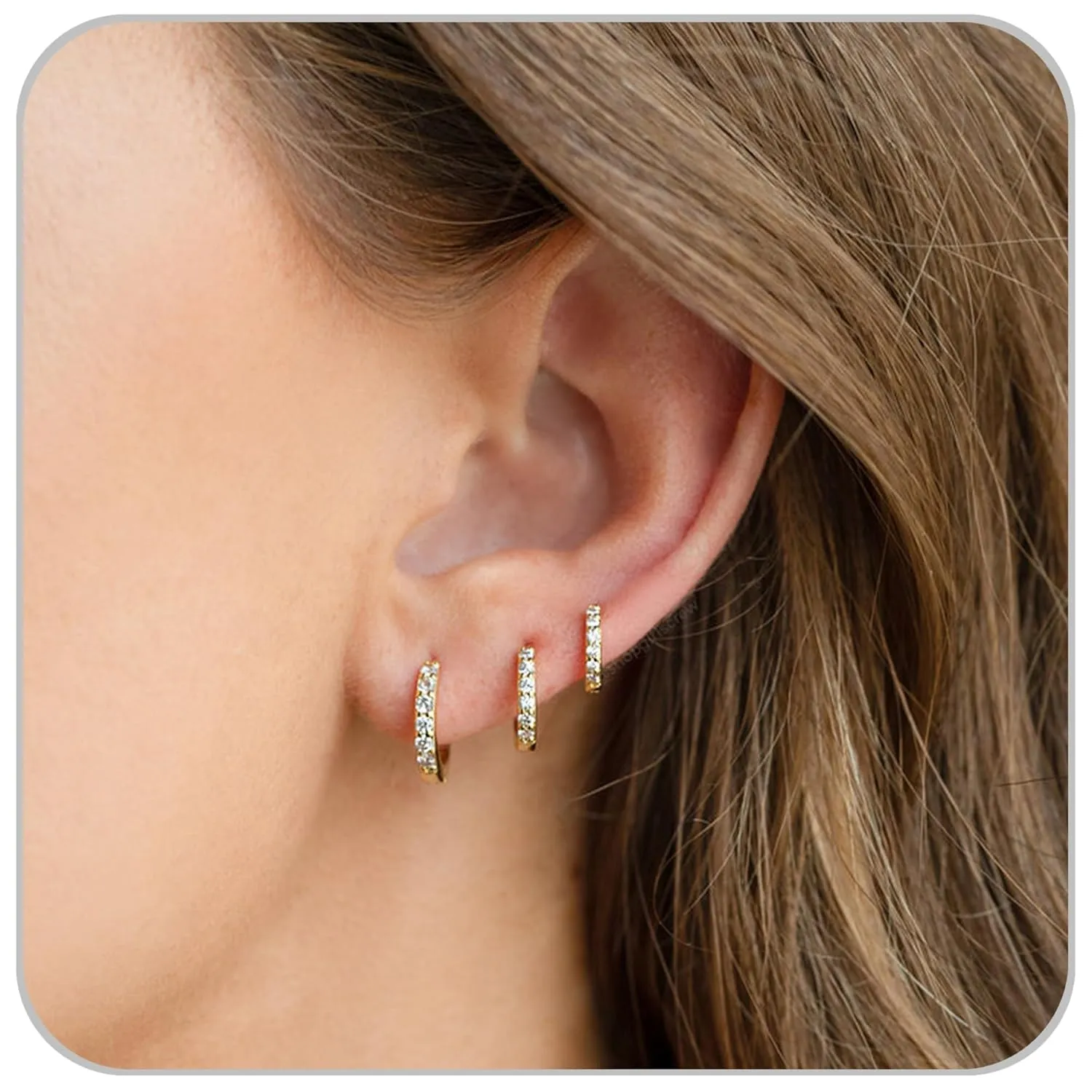 Huggie Hoop Earrings for Women Small Cartilage Earring Cubic Zirconia Gold Hoops Earring Sets for Multiple Piercing Hypoallergenic Jewelry Silver Earrings for Men 8mm 10mm 12mm (Gold)