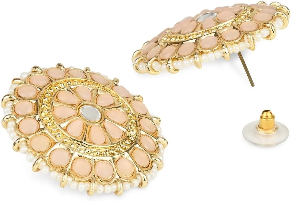 I Jewels Gold Plated Indian Wedding Bollywood Kundan & Pearl Studded Choker Necklace Jewellery Set For Women (K7210-1)