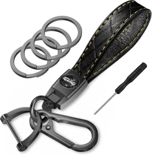 Idakekiy Car Keychain Microfiber Leather with 4 Key Rings 360 Degree Rotatable Universal Key Fob Chain Holder Organizer