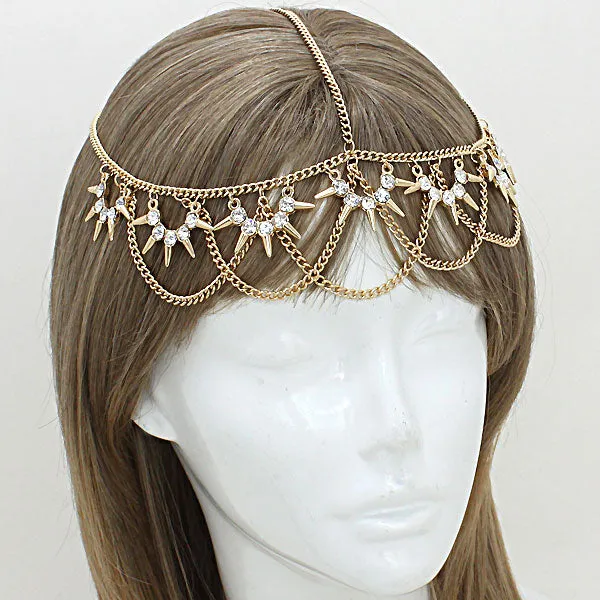 iLLASPARKZ Bohemian Draped Crystal Spike Head Chain