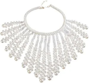 Imitation Pearl Necklace Layered Jewelry Shoulder Body Chain Fake Collar Choker Wedding Chains Neck Accessories