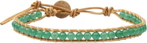 Infinityee Ankle Bracelet Woven Light Brown Leather Vintage Handmade Hippie Bohemian Gypsy Boho Unisex Anklet for Men, Women, Teen (Jade stone)