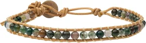 Infinityee Ankle Bracelet Woven Light Brown Leather Vintage Handmade Hippie Bohemian Gypsy Boho Unisex Anklet for Men, Women, Teenager (Jasper stone)