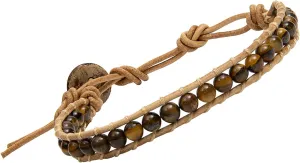 Infinityee888 Leather Bracelet Light Brown Wrap Beads Natural Stone Adjustable for Men Women Teen Yoga Handmade Bohemian Gypsy Boho
