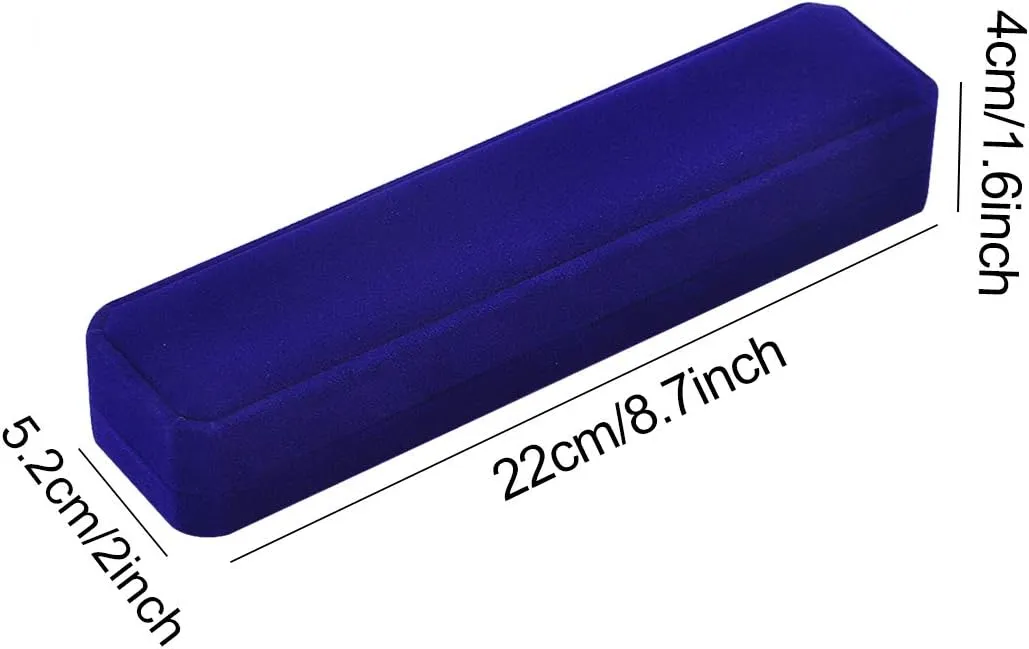 iSuperb Set of 2 Blue Velvet Necklace Chain Bracelet Display Case Storage Jewelry Gift Box 8.7x1.6x2inch