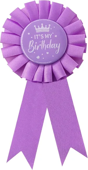 It's My Birthday Ribbon,Satin Fabric Birthday Women or Men Tinplate Badge Pin,Happy Birthday Queen King Party Button Pins,Girls and Boy Brooches(Black)