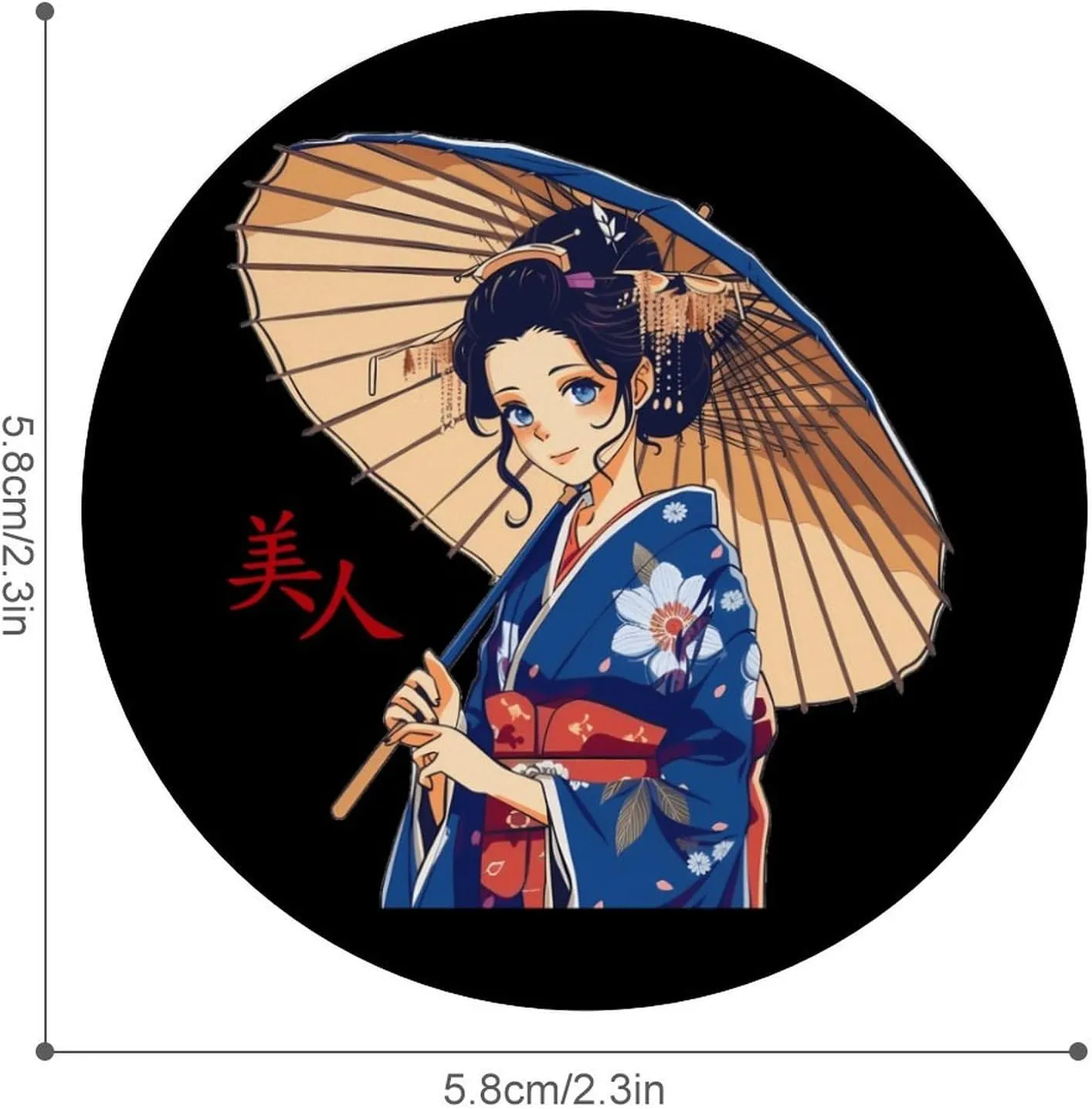 Japanese Cute Geisha Girl Round Pins Button Badge Brooch Custom Lapel Pins for Backpack Clothing Decoration