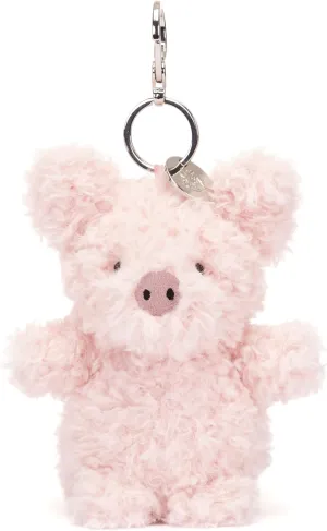 Jellycat Little Pig Bag Charm, 4 inches - Farmyard Plush Keychain - Great Gift Idea