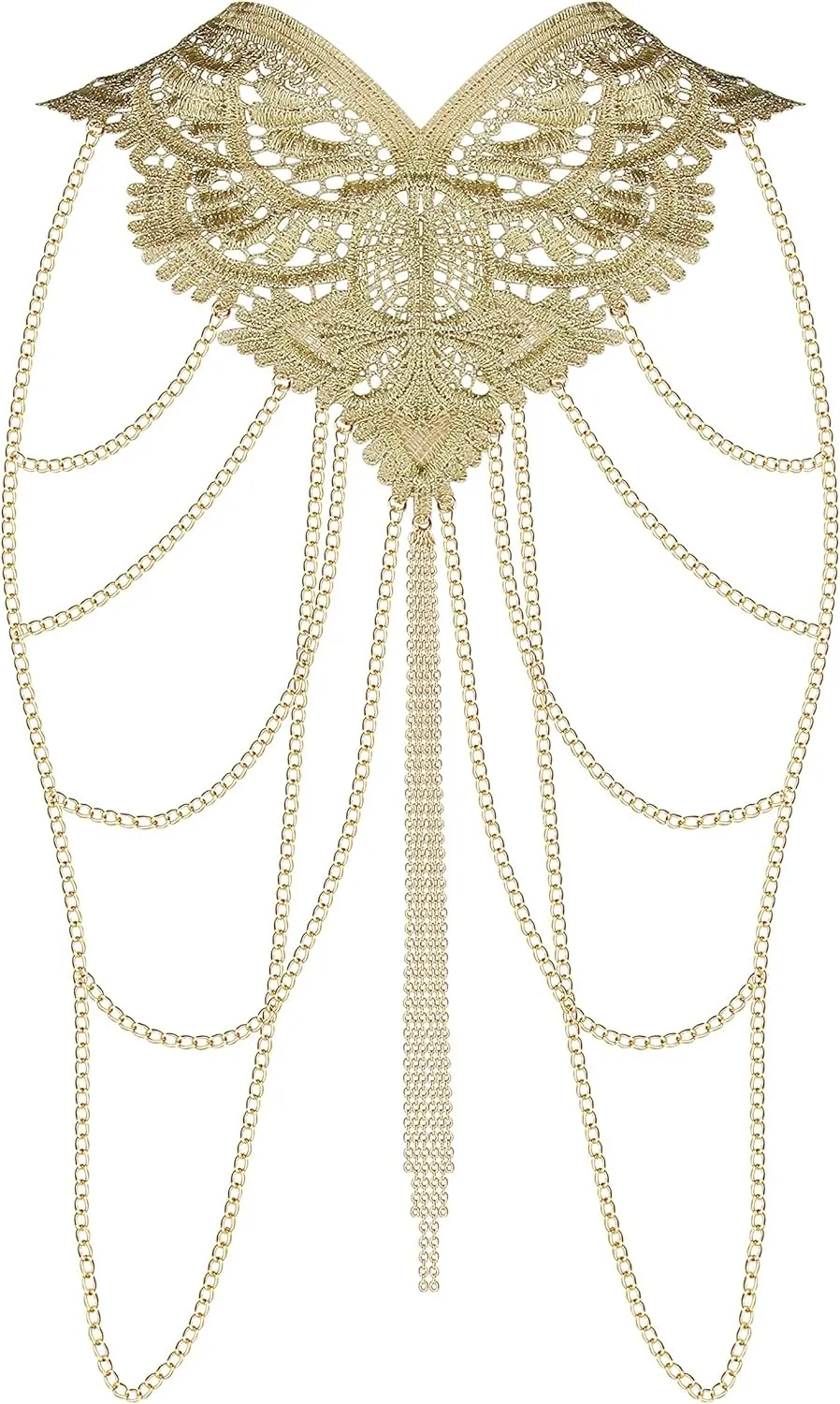 JeryWe Full Body Chains for Women Fashion Layered Tassel Body Chain Sexy Boho Layered Bra Chain-Nightclub Party Fashion Gold Body Necklace Jewelry