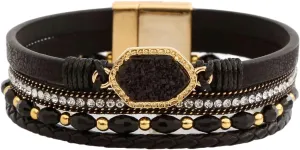 Jewbelet Leather Wrap Bracelet Boho Cuff Bracelets Crystal Bead Crystal Bracelet with Clasp Jewelry Gifts for Women