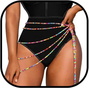 JEWEKY African Layered Beaded Waist Belly Chain Rainbow Beaded Body Chain for Women