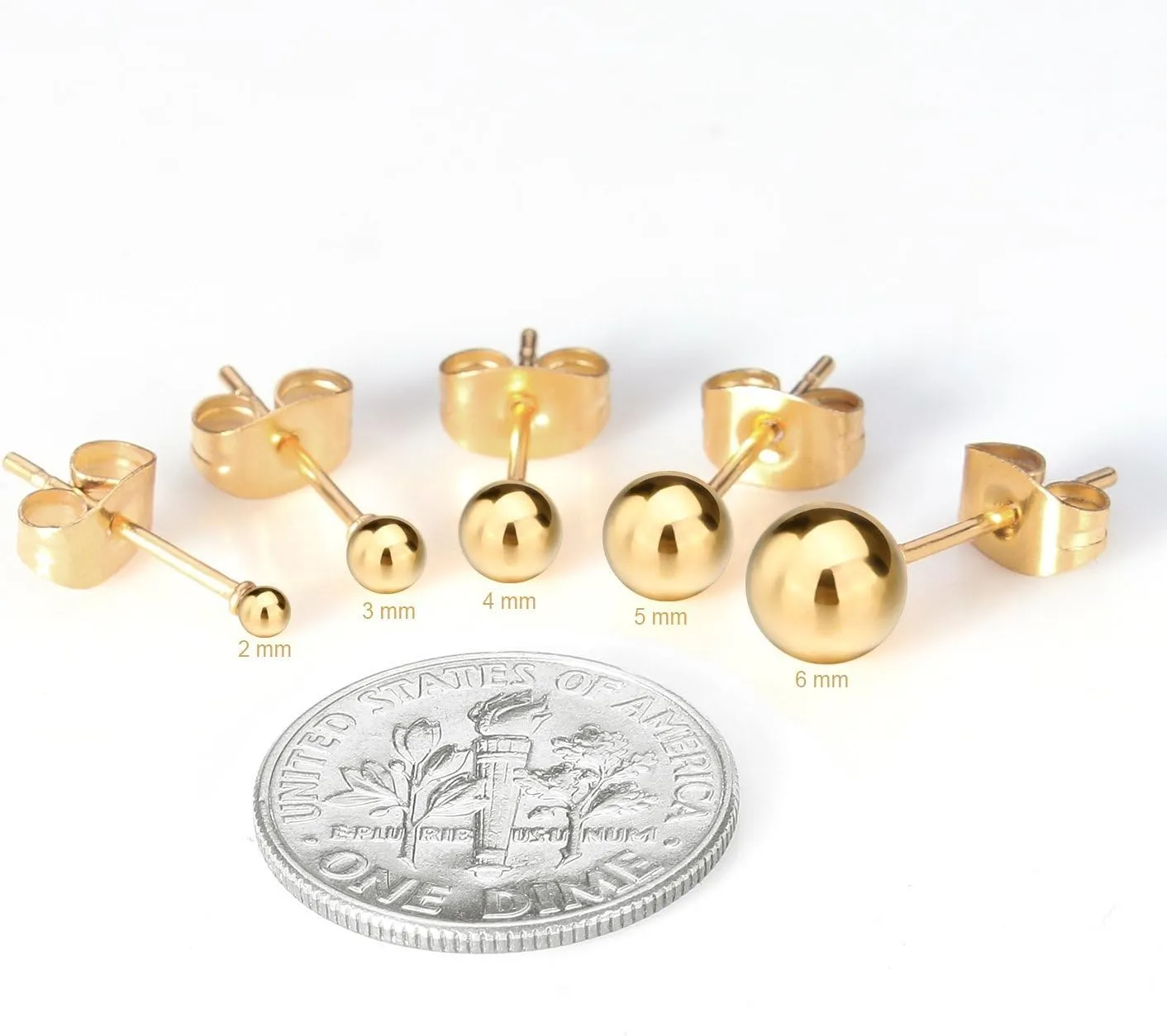 JewelrieShop Ball Earrings 316L Surgical Steel Earrings Round Ball Stud Earrings Set for Women