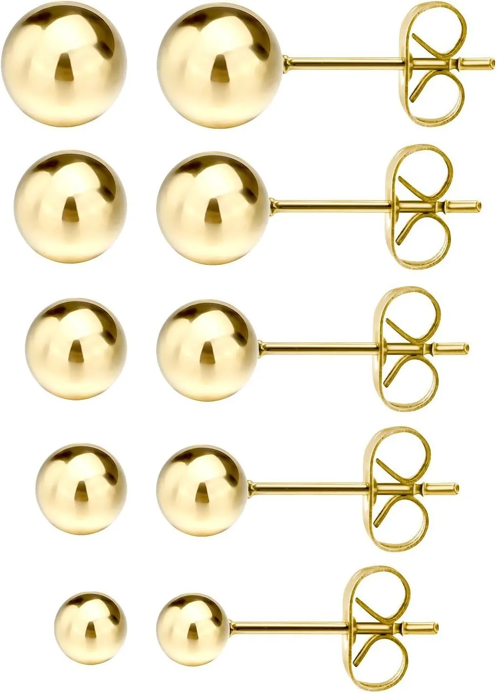 JewelrieShop Ball Earrings 316L Surgical Steel Earrings Round Ball Stud Earrings Set for Women