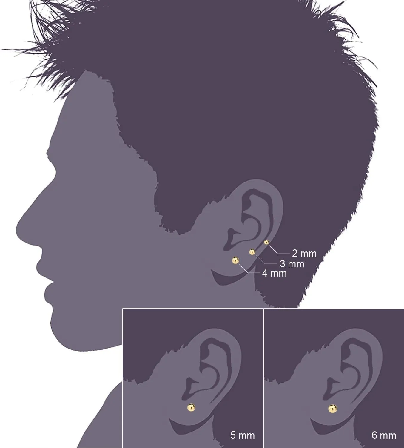 JewelrieShop Ball Earrings 316L Surgical Steel Earrings Round Ball Stud Earrings Set for Women