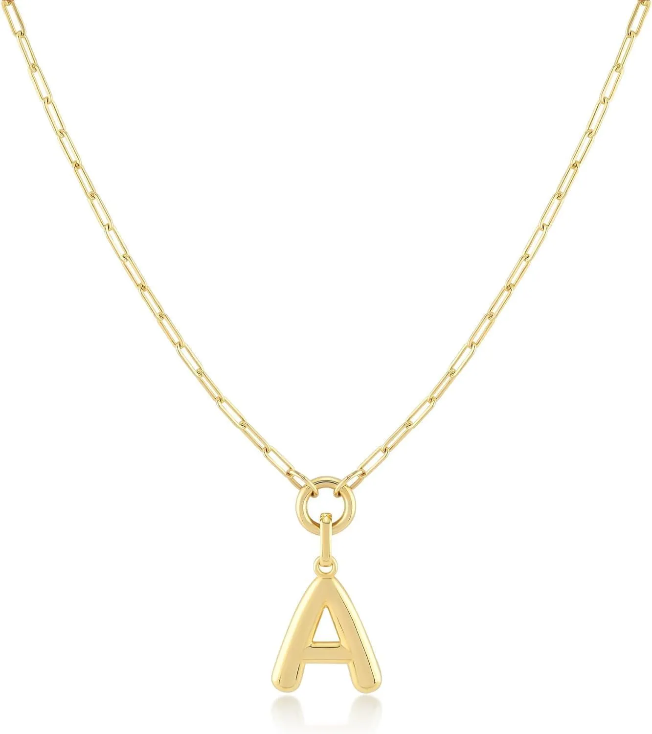 Jewelry Atelier Gold-Filled Initial Necklace for Women  Layered Initial Necklace with A-Z Pendant  14k Gold-Filled Paperclip Chain Cute Layered Gold Choker  Gold Jewelry for Women
