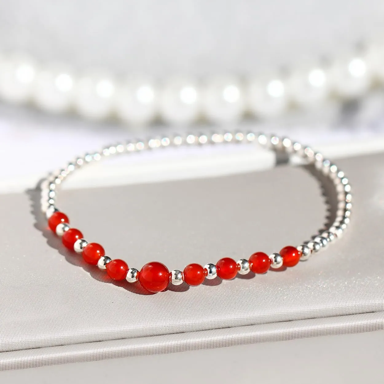 Jewever 7 Chakra Healing Bracelet with Real Stones Sterling Silver Bracelets for Women Crystals and Healing Stones Yoga Meditation Balance Stretch