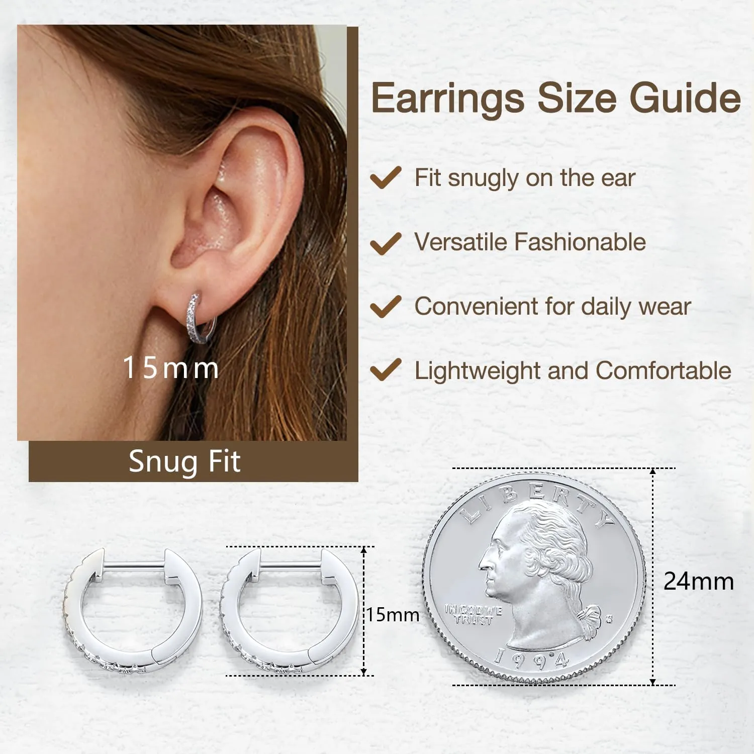Jewlpire Hypoallergenic 14K Real Gold Plated Over 925 Sterling Silver Huggie Earrings for Women, Small Hoop Earrings Cubic Zirconia Cartilage Hoop Earrings Cuffs for Women