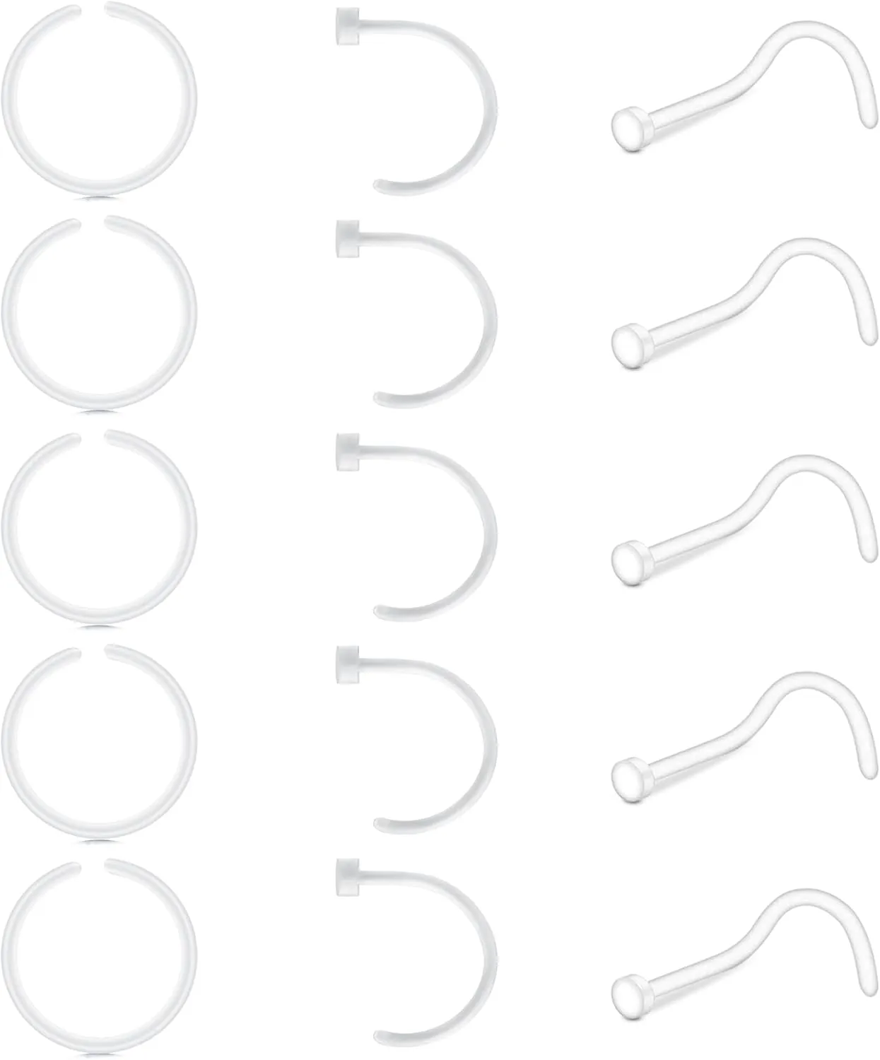JFORYOU 18-20G Clear Acrylic Nose Ring Bioflex Stud Retainer Nose Piercing Body Jewelry for Men Women