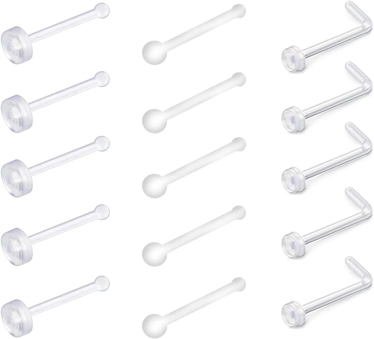 JFORYOU 18-20G Clear Acrylic Nose Ring Bioflex Stud Retainer Nose Piercing Body Jewelry for Men Women