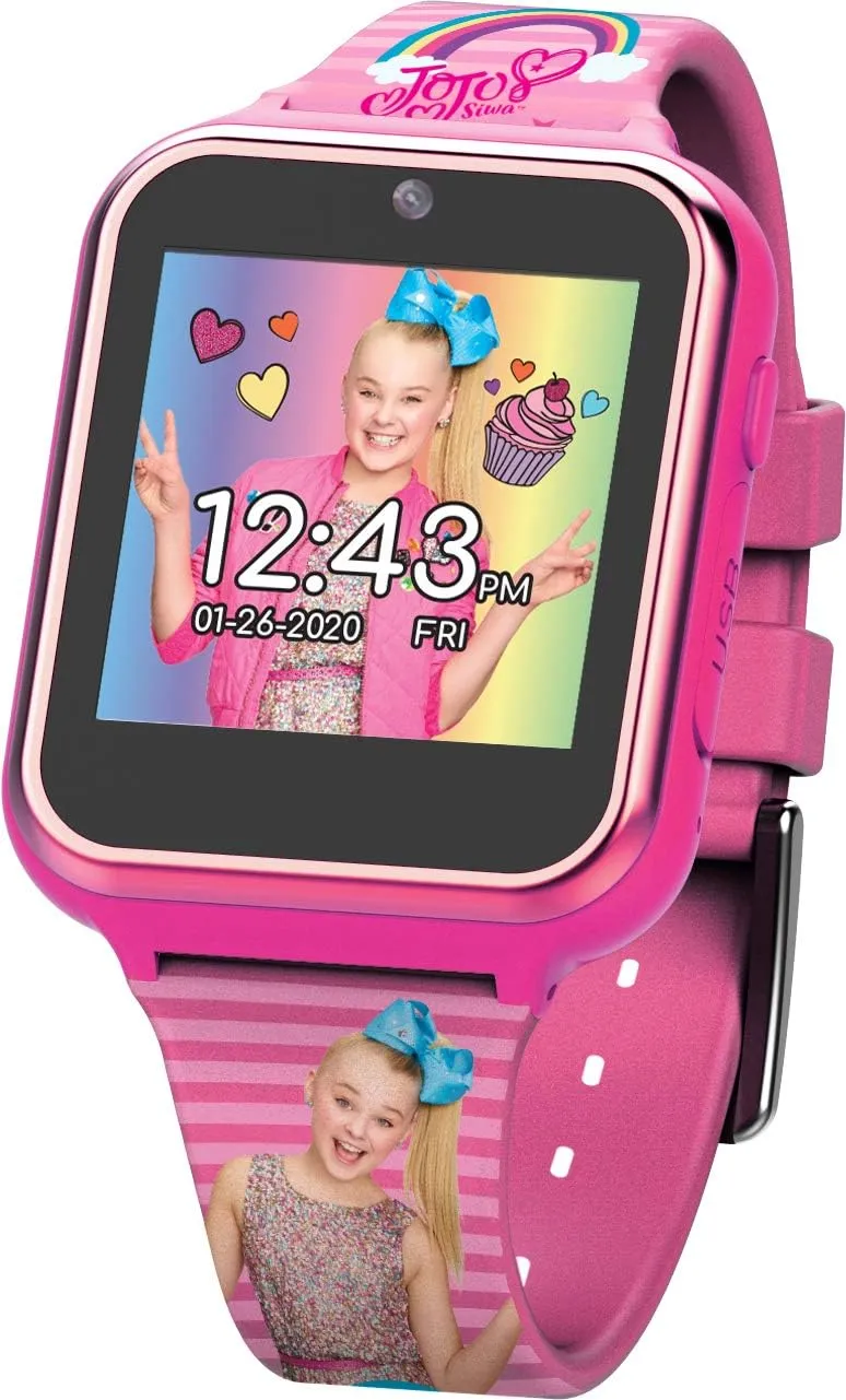 JoJo Siwa Kids Smartwatch with 10 Watch Faces, Step Counter, Selfie and Video Camera, Voice Recorder, Alarm, Timer, Stopwatch, Calculator, Fun Learning Games, and Wallpapers  Fits Wrists 5.5"-8.0"