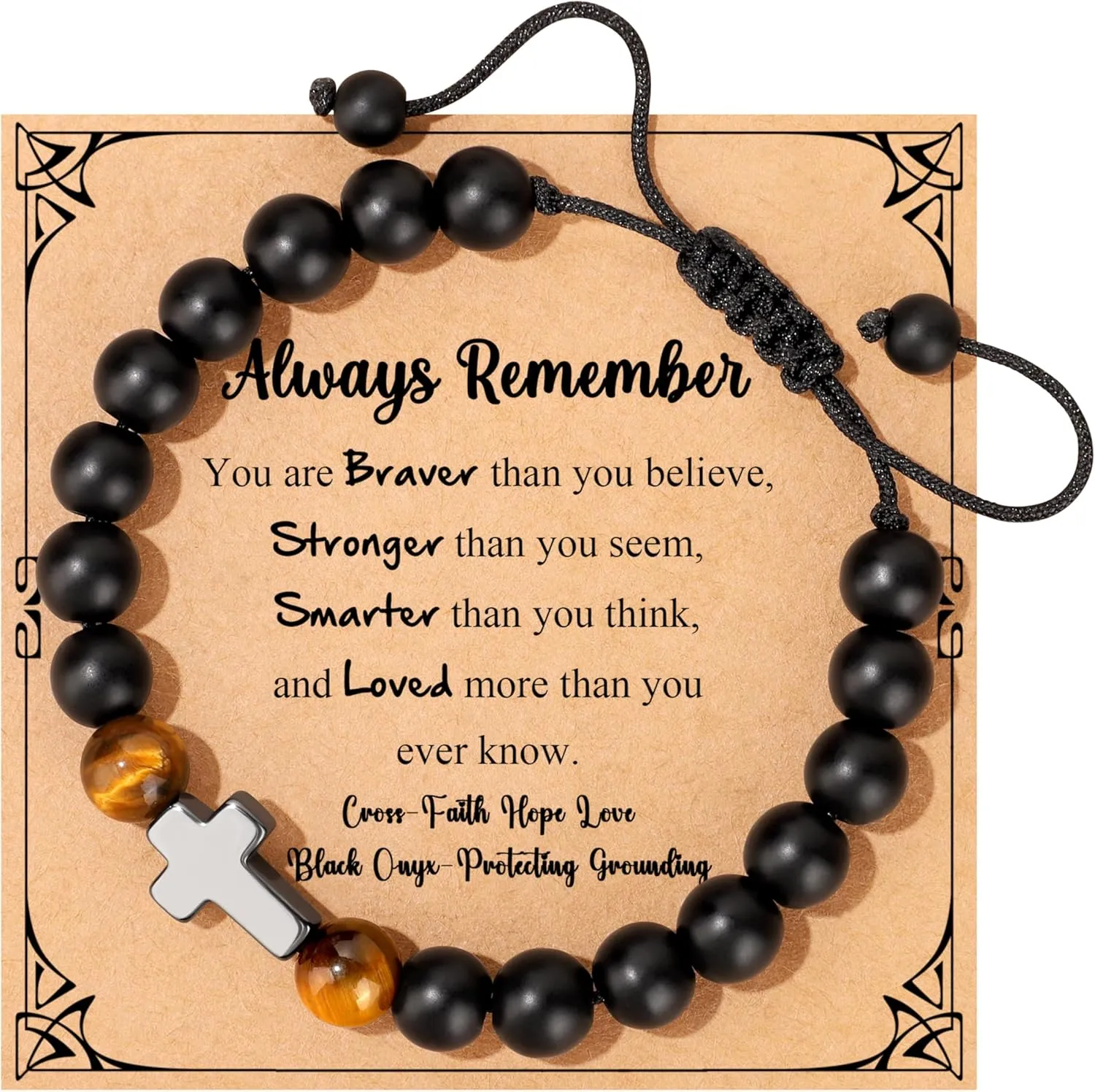JoycuFF Gifts Cross Bracelet for Son, Grandson, Graduation Easter Birthday Christmas Valentines Bracelets Gifts for Teenage Stocking Stuffers