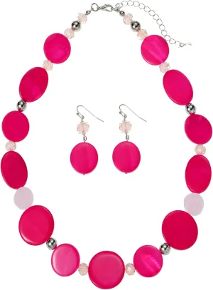 Jules D.Chunky Beads Necklace Colorful Shell Necklace Fashion Statement Necklace Set for Women Gifts