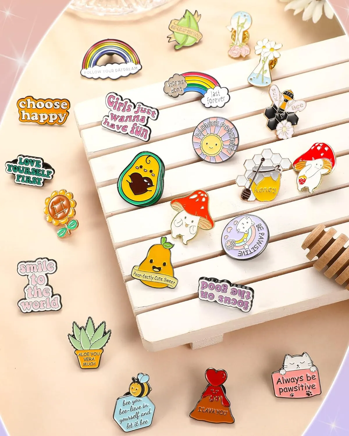 Kacctyen 23 Pcs Enamel Pins Bulk Inspirational Lapel Pin Alloy Brooches Backpack Badges Brooch Employee of The Month Lapel Decor for Backpacks, Jackets, Hats, Kids, Girls