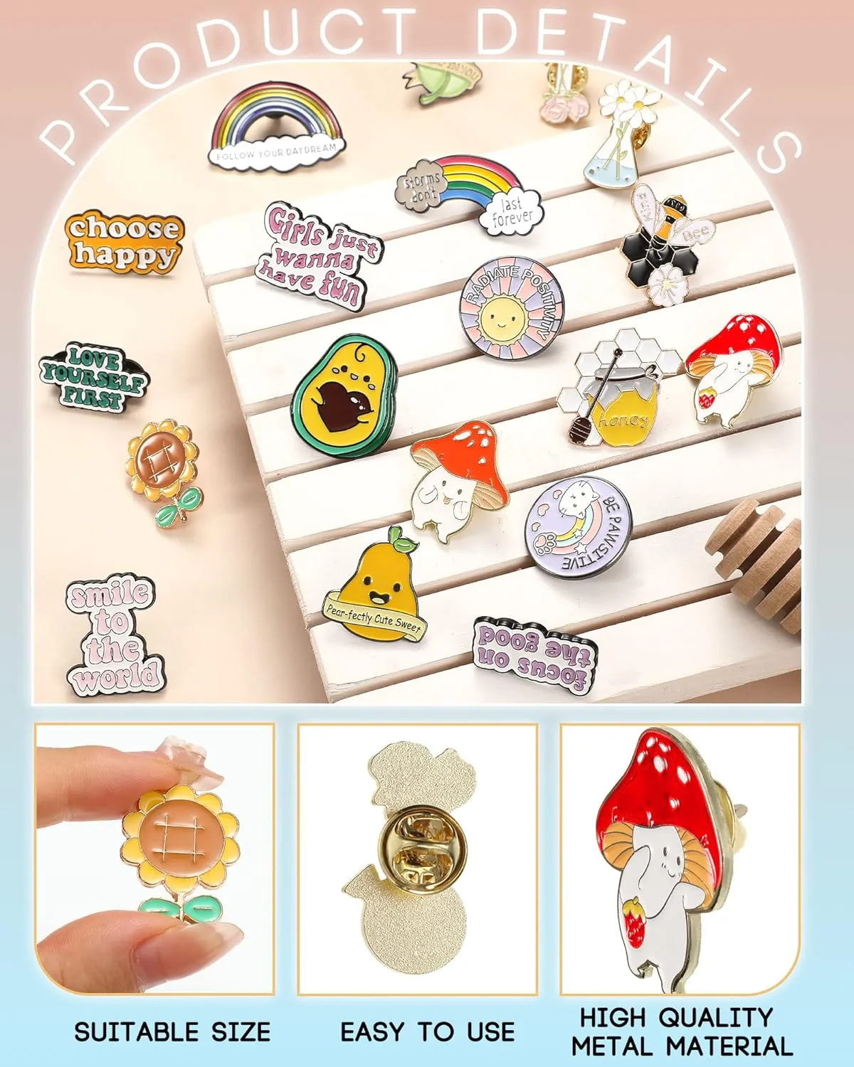 Kacctyen 23 Pcs Enamel Pins Bulk Inspirational Lapel Pin Alloy Brooches Backpack Badges Brooch Employee of The Month Lapel Decor for Backpacks, Jackets, Hats, Kids, Girls