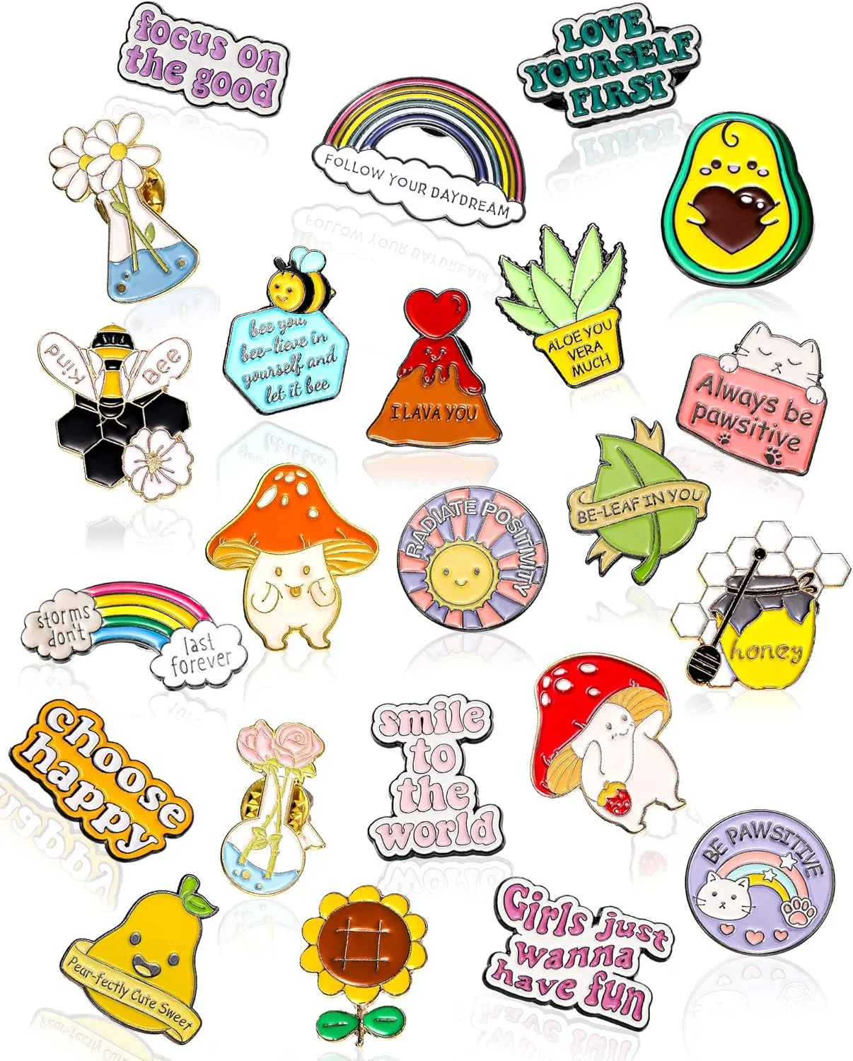 Kacctyen 23 Pcs Enamel Pins Bulk Inspirational Lapel Pin Alloy Brooches Backpack Badges Brooch Employee of The Month Lapel Decor for Backpacks, Jackets, Hats, Kids, Girls