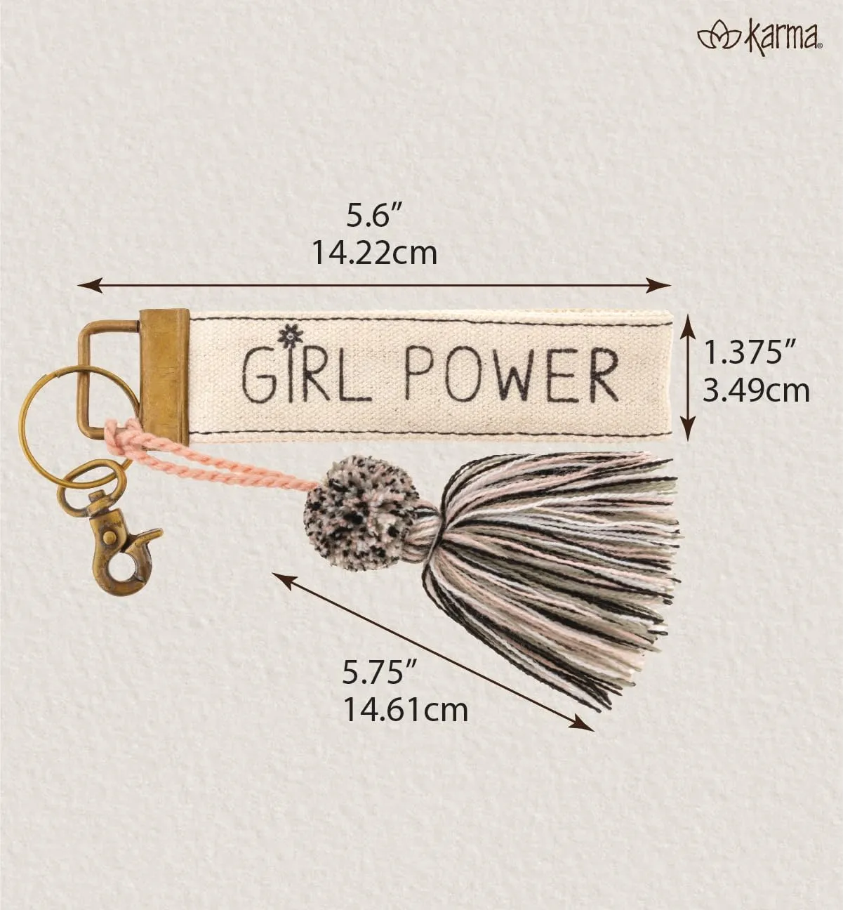 Karma womens Canvas Tassel Key Chain