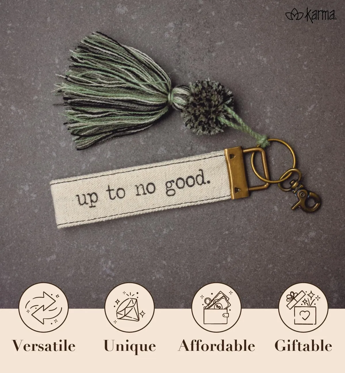 Karma womens Canvas Tassel Key Chain