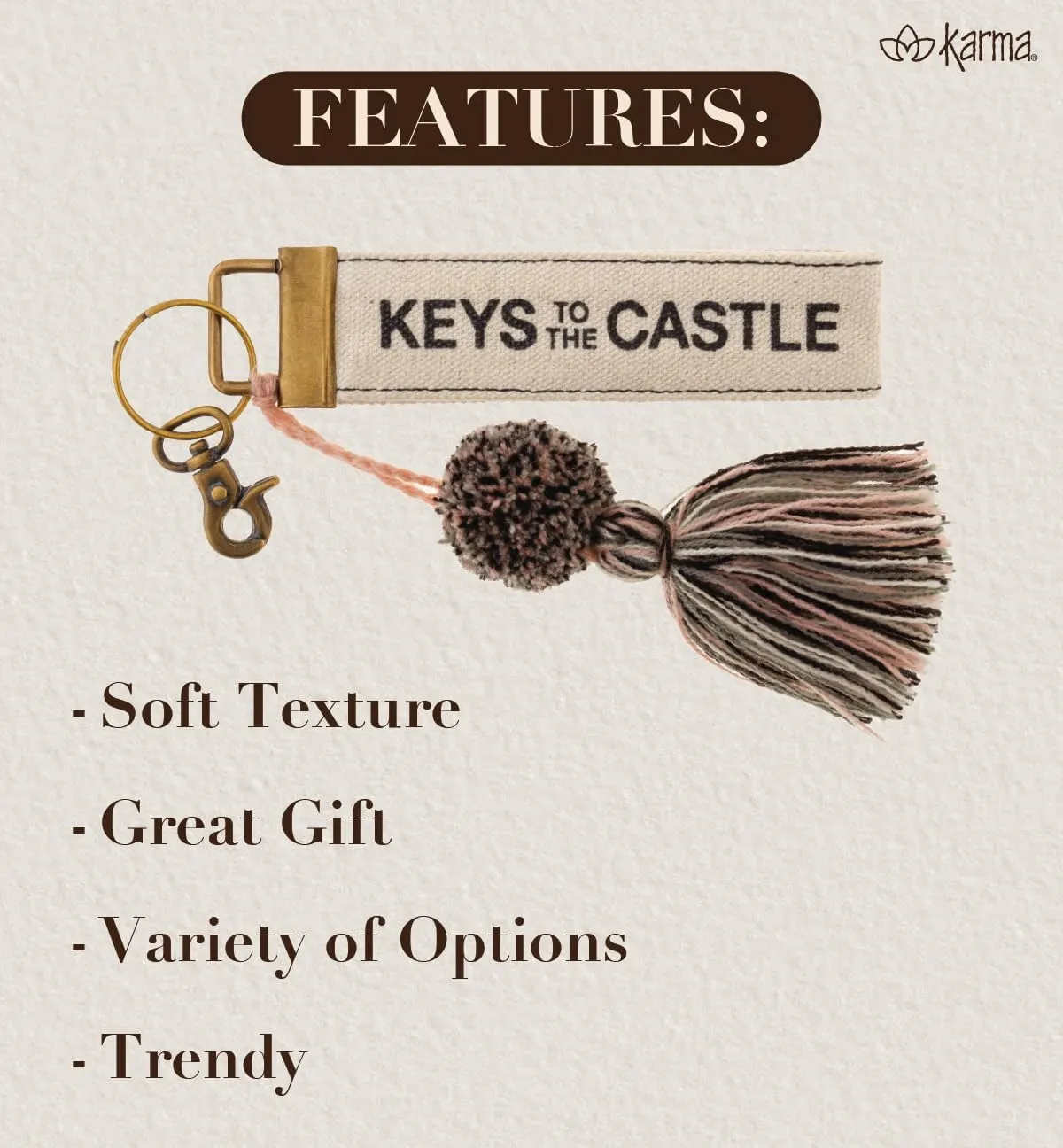 Karma womens Canvas Tassel Key Chain