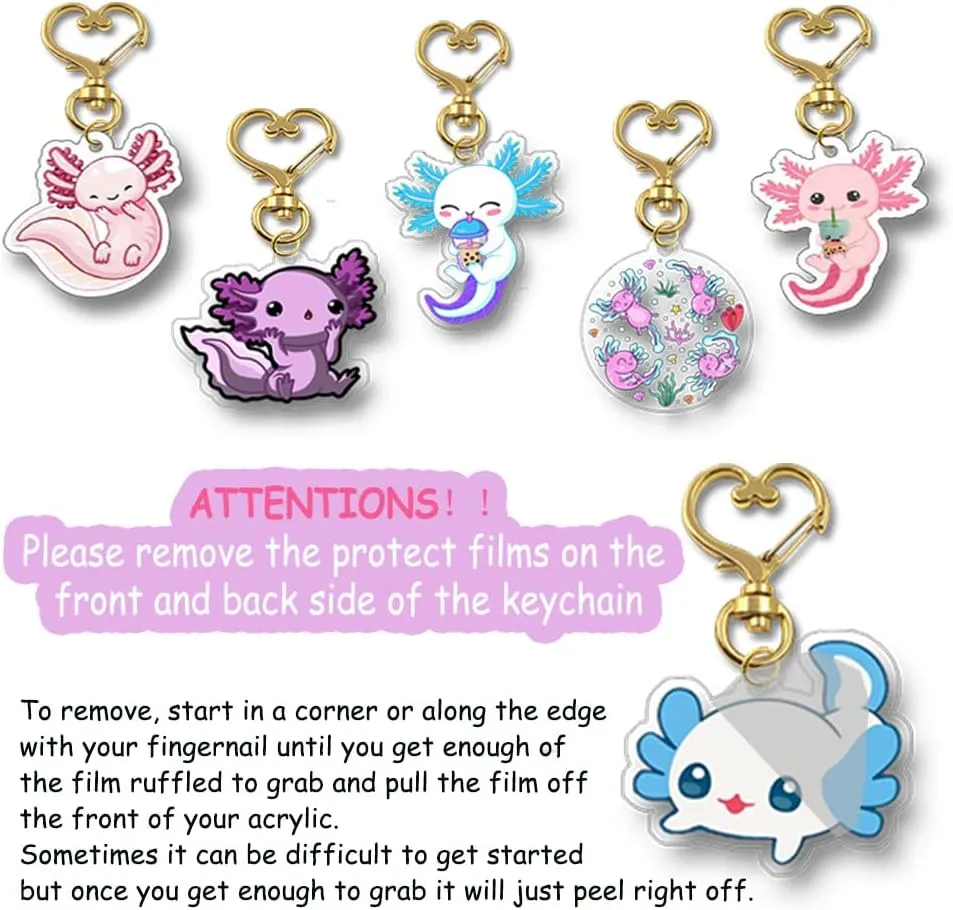 Kawaii Axolotl Gifts Set - Axolotl Makeup Bag, Keychains, Stickers & Purse Wallet