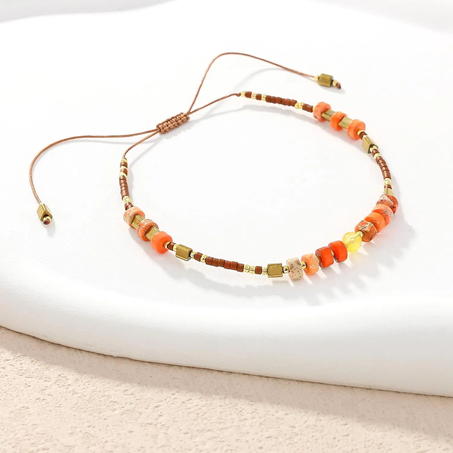 KELITCH Adjustable Seed Bead Bracelet for Women, Handmade Braided String Bracelets with Agate, Turquoise, Lapis & Coral, Boho Jewelry